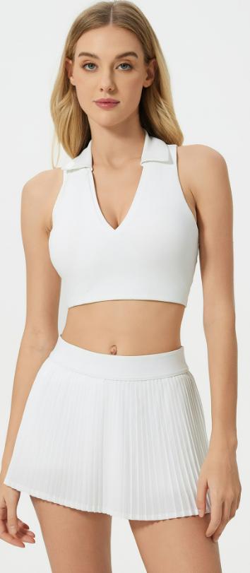 Ensemble de padel femme Fresh Pleat blanc – vue de face