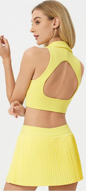 Ensemble de padel femme Fresh Pleat jaune – vue de dos