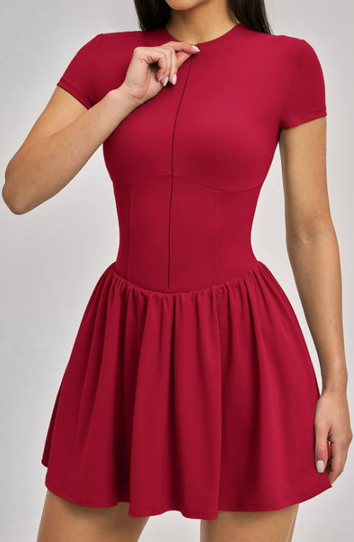 Robe de padel femme Zip Court rouge – vue de face